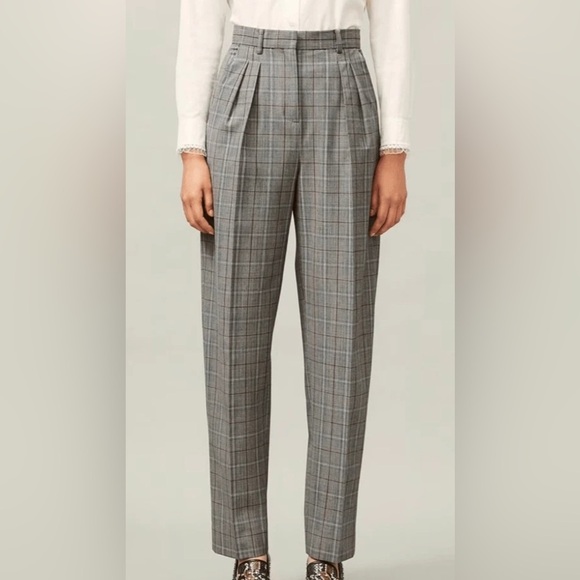 TORY BURCH Plaid Wool Blend Trousers Size 6 - Picture 1 of 4